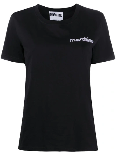 Shop Moschino Logo Print T-shirt In Black