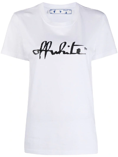 Shop Off-white Script Slim-fit T-shirt In White