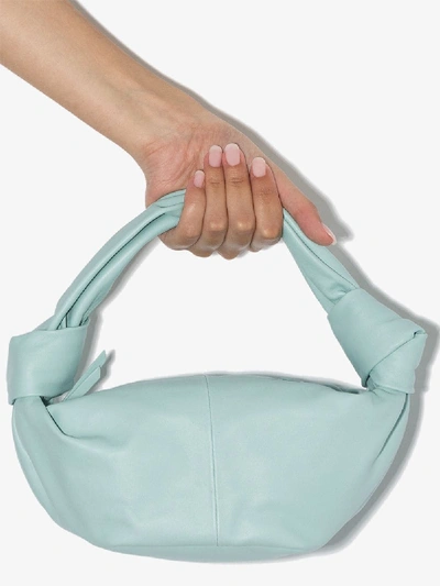 Shop Bottega Veneta Blue Mini Jodie Leather Clutch Bag