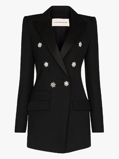 Shop Alexandre Vauthier Crystal Double-breasted Blazer In 0193-1106 Black 0193-1106 Black