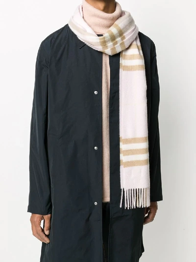 Shop Burberry Cashmere Check Stole In Pink