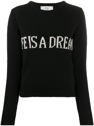 Shop Alberta Ferretti Life Is A Dream Crewneck Jumper In Black