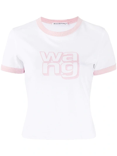 Shop Alexander Wang T Logo-print Cropped T-shirt In White