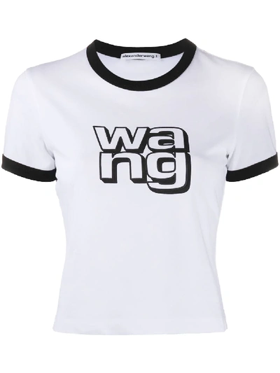 Shop Alexander Wang T Logo-print Cropped T-shirt In White