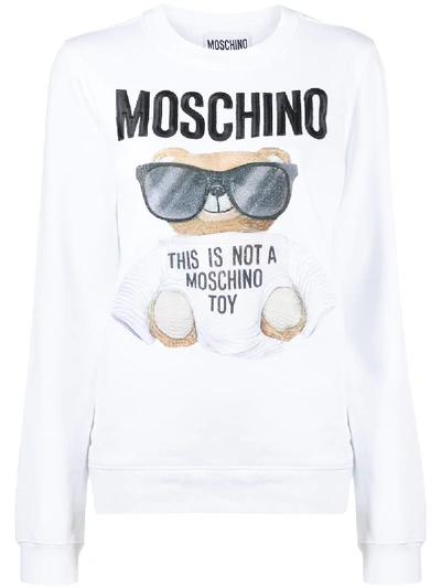 Shop Moschino Teddy Bear Print Sweatshirt In White