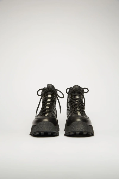 Shop Acne Studios Leather Trekking Boots Black