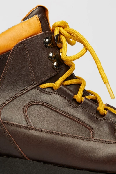 Shop Acne Studios Leather Trekking Boots Brown