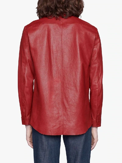 Shop Gucci Pointed-collar Shirt Jacket In Red