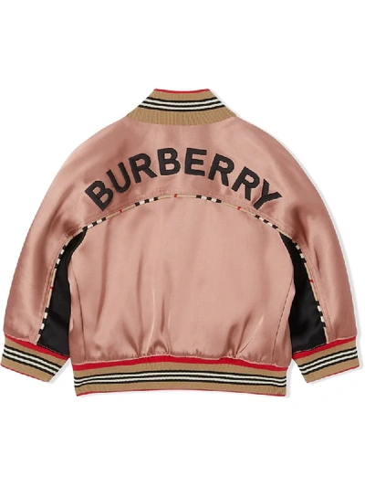 Shop Burberry Deer Motif Bomber Jacket In Pink