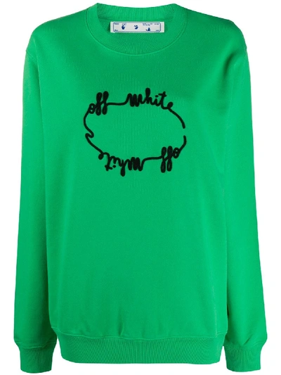 Shop Off-white Logo-embroidered Relaxed-fit Sweatshirt In Green