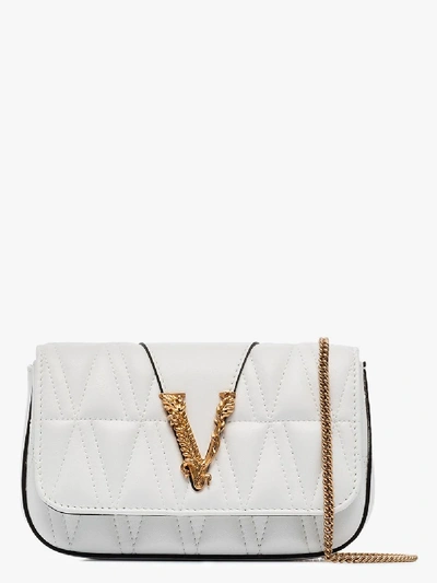 Shop Versace Virtus Quilted Clutch In White