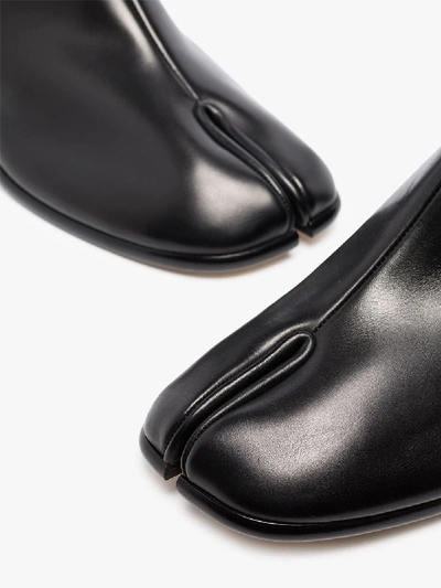 Shop Maison Margiela Black Tabi Leather Ankle Boots