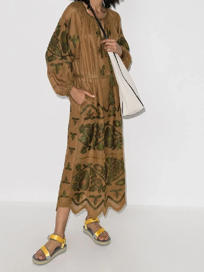 Shop Vita Kin Rushka Linen Midi Dress In Brown
