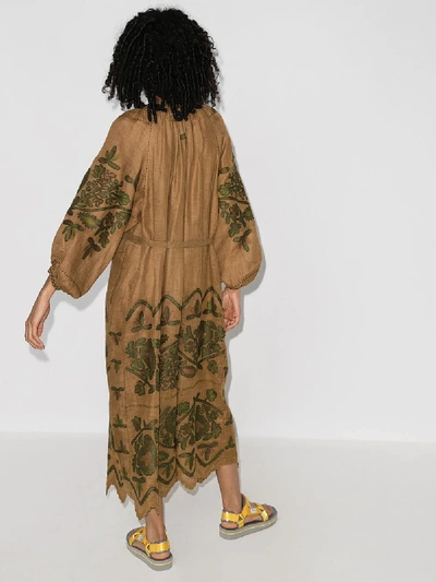 Shop Vita Kin Rushka Linen Midi Dress In Brown