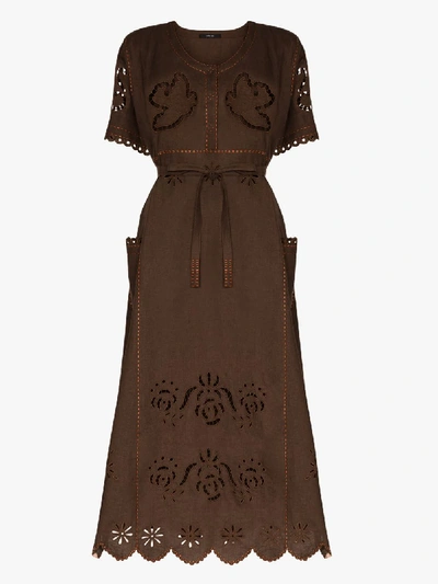 Shop Vita Kin Love In The Air Broderie Anglaise Linen Dress In Brown