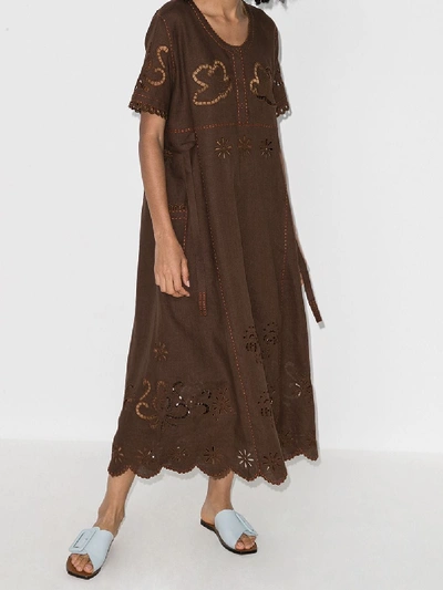 Shop Vita Kin Love In The Air Broderie Anglaise Linen Dress In Brown