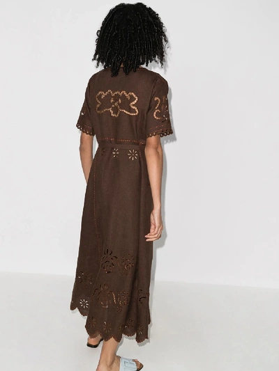 Shop Vita Kin Love In The Air Broderie Anglaise Linen Dress In Brown