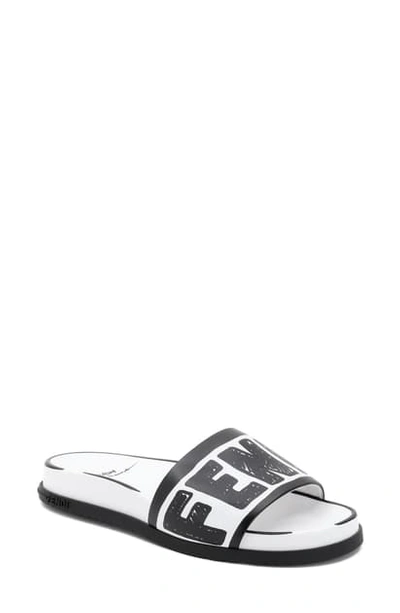 Shop Fendi X Joshua Vides Logo Slide Sandal In White