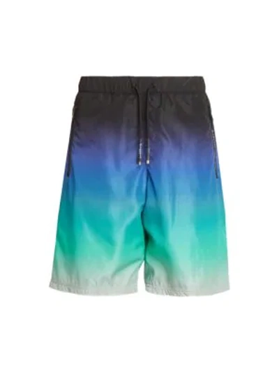 Shop Givenchy Men's Degrade Jogger Shorts In Blue Green