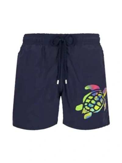 Shop Vilebrequin Motu Turtle Swim Shorts In Blue Marine