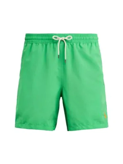 Shop Polo Ralph Lauren Nylon Traveller Drawstring Shorts In Neon Green