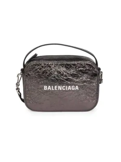 Shop Balenciaga Extra-small Everyday Metallic Leather Camera Bag In Black