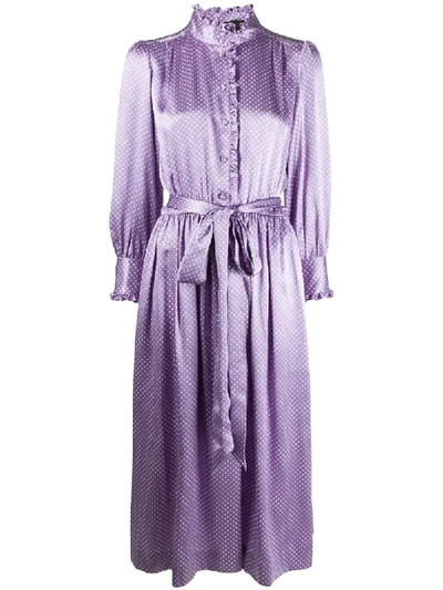 Shop Marc Jacobs Polka Dot Print Satin Midi Dress In Purple