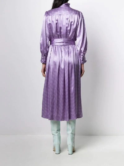 Shop Marc Jacobs Polka Dot Print Satin Midi Dress In Purple