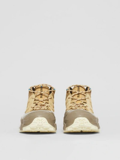 Shop Burberry Suede, Mesh And Leather Arthur Sneakers In Beige