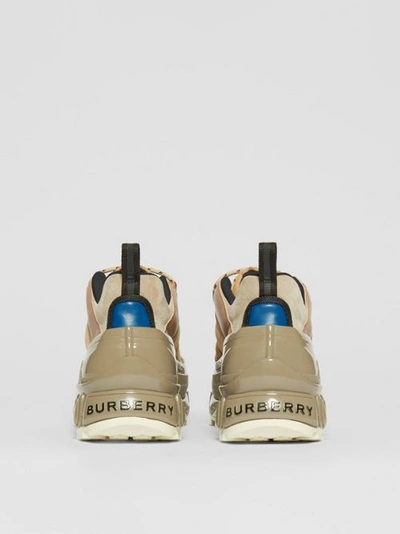 Shop Burberry Suede, Mesh And Leather Arthur Sneakers In Beige