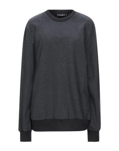 Shop Dolce & Gabbana Woman Sweatshirt Lead Size 4 Cotton In Grey