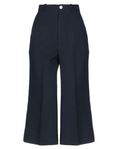 Shop Gucci Cropped Pants & Culottes In Dark Blue