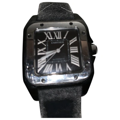 Pre-owned Cartier Santos 100 Xl Watch In Black