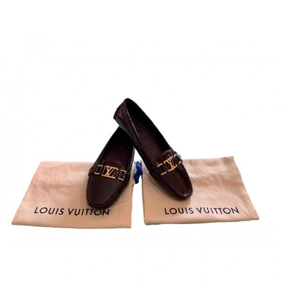 Pre-owned Louis Vuitton Upper Case Burgundy Patent Leather Flats