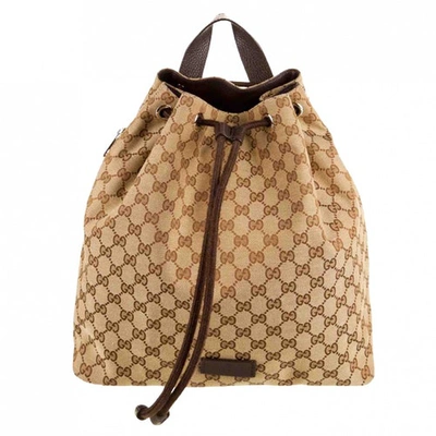 Pre-owned Gucci Cloth Backpack In Beige
