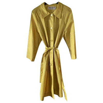Pre-owned Balmain Trench Coat In Yellow