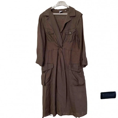 Pre-owned Aspesi Linen Mid-length Dress In Brown