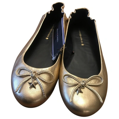 Pre-owned Tommy Hilfiger Gold Leather Ballet Flats