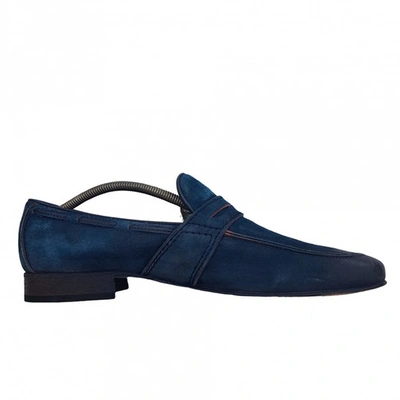 Pre-owned Azzaro Blue Suede Flats