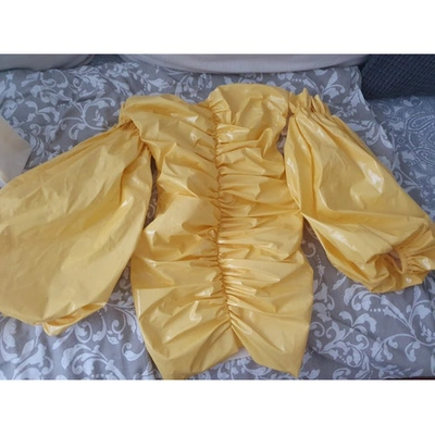 Pre-owned Rotate Birger Christensen Yellow Patent Leather Dress