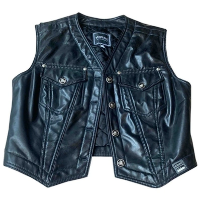 Pre-owned Versace Jeans Black Leather Jacket