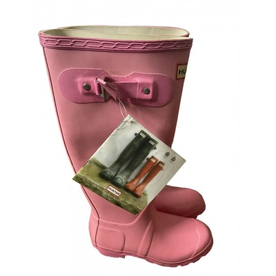 Pre-owned Hunter Pink Rubber Boots