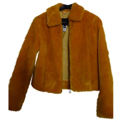 Pre-owned Versace Jeans Yellow Faux Fur Jacket