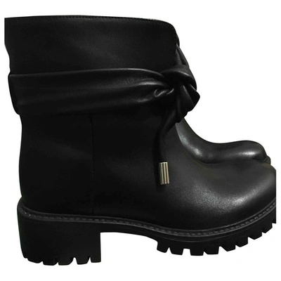 Pre-owned Twinset Leather Biker Boots In Black