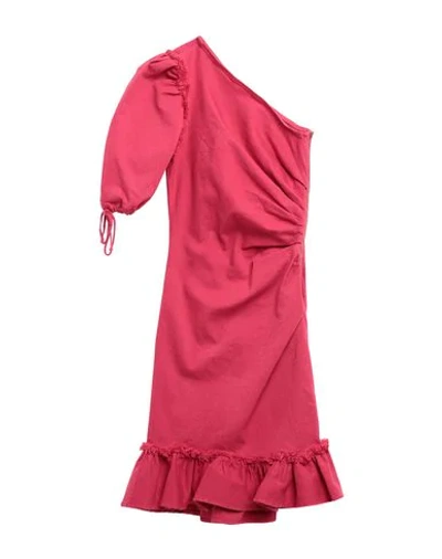 Simkhai One Shoulder Denim Dress In Pink