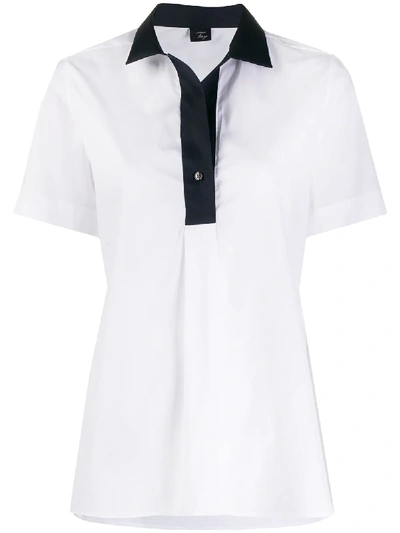 Shop Fay Longline Polo Shirt In White