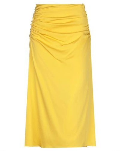 Shop Theory Woman Long Skirt Yellow Size 10 Silk, Elastane