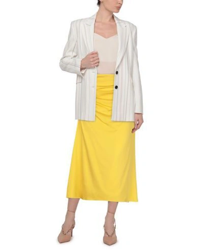 Shop Theory Woman Long Skirt Yellow Size 10 Silk, Elastane