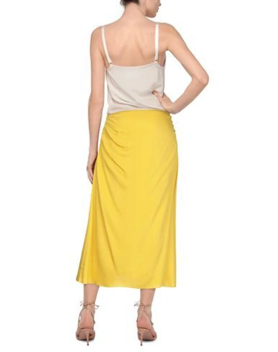Shop Theory Woman Long Skirt Yellow Size 10 Silk, Elastane