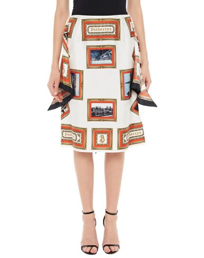 Shop Burberry Woman Midi Skirt White Size 6 Silk